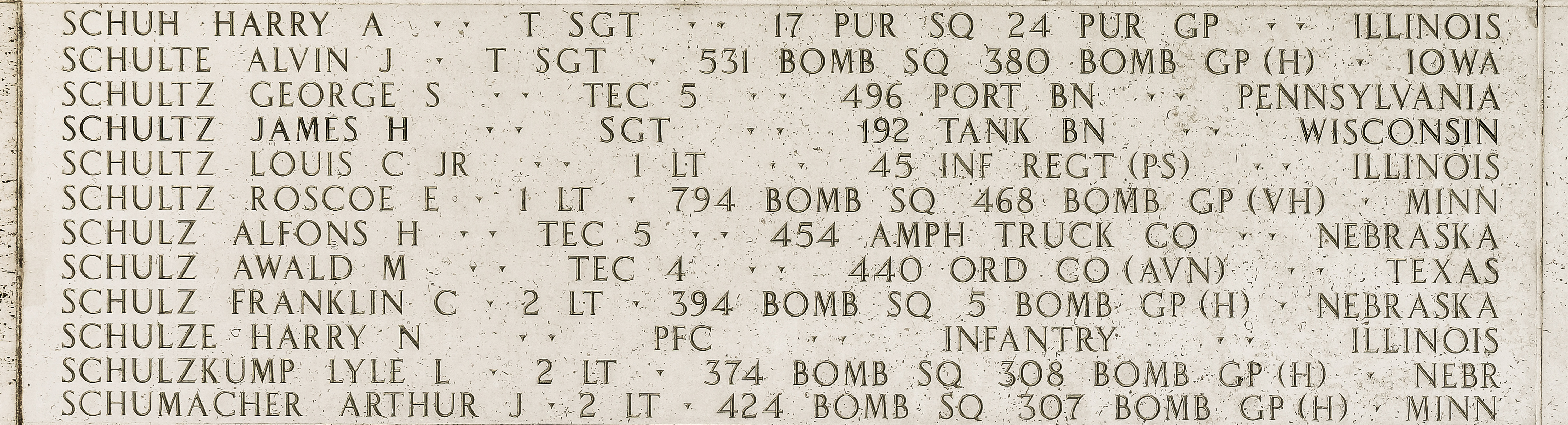 Roscoe E. Schultz, First Lieutenant